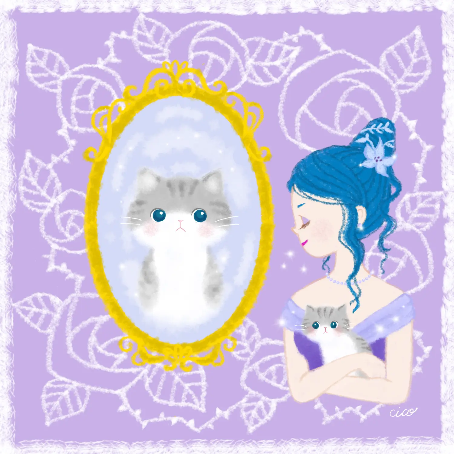 猫好きな魔法の鏡